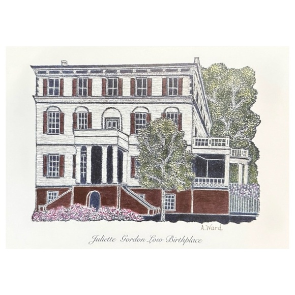 Hand Painted Historical Savannah Georgia Art Card - Picture 3 of 4
